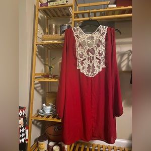 Red Dress with Lace Detail